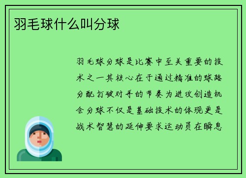 羽毛球什么叫分球